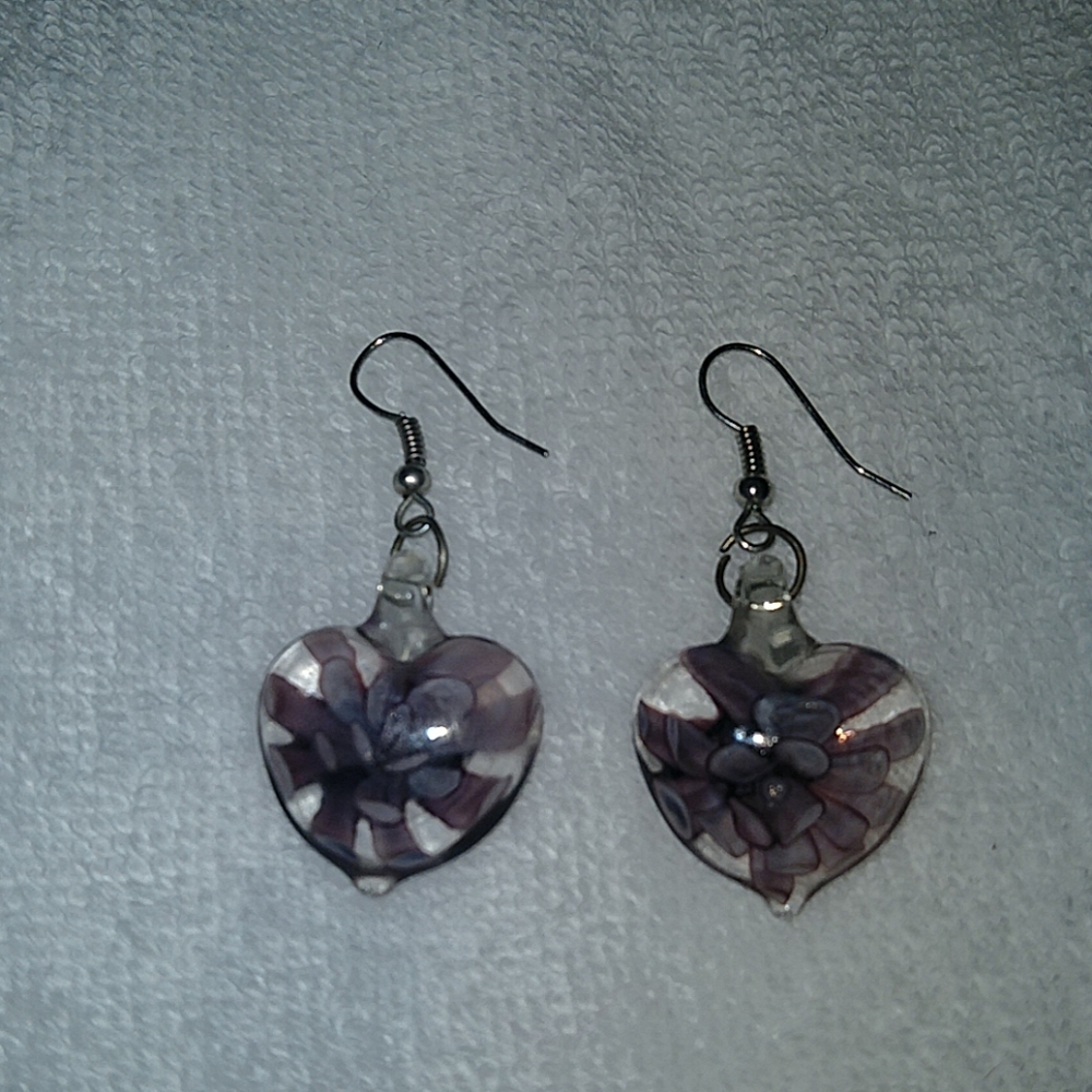 Glass flower earrings